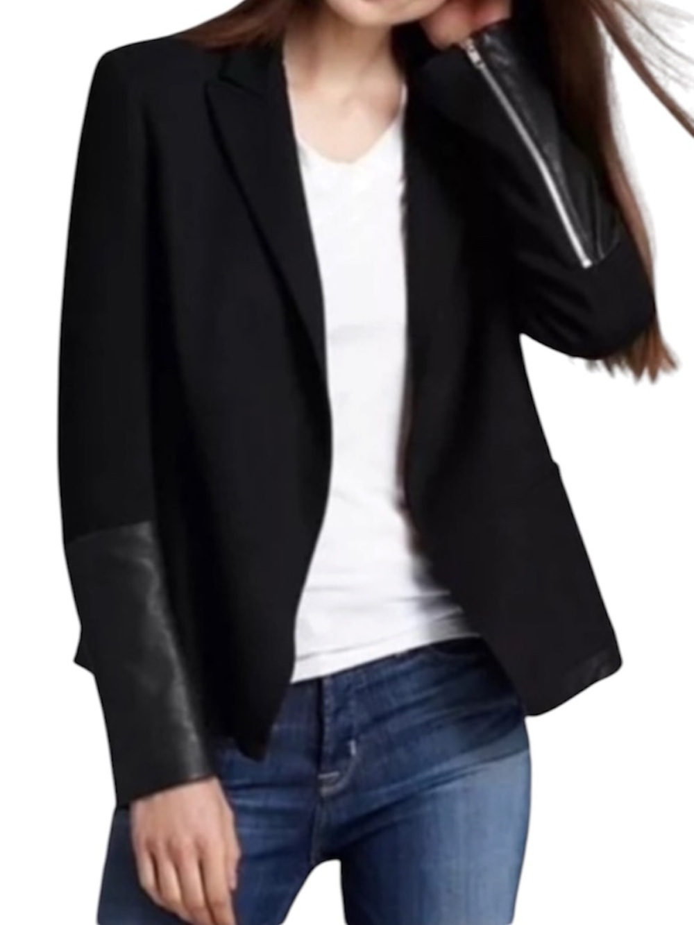 Theory Black Lamb Leather Trim Blazer Antonoto B Classical Sz 4 Orig $495